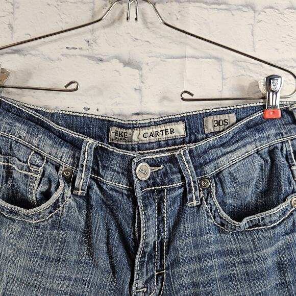 Buckle BKE Carter Jeans Mens 30S Size 30x28 Straight Blue Denim Stretch - Picture 2 of 6